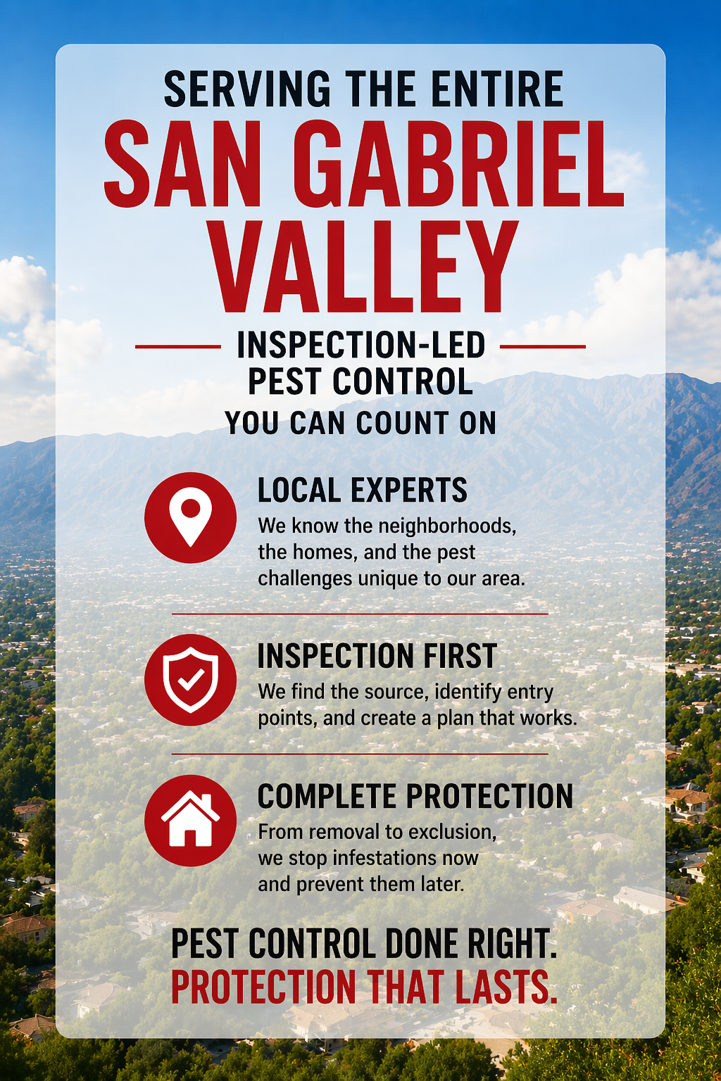 San Gabriel Valley residential area representing pest control service coverage across multiple cities